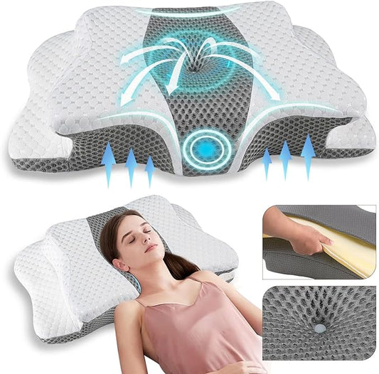 Pain Relief Cervical Pillow for Neck Support, Adjustable Ergonomic Pillow Cozy Sleeping, Odorless Orthopedic Memory Foam Pillows, Contour Bed Pillow for Side Back Stomach Sleeper