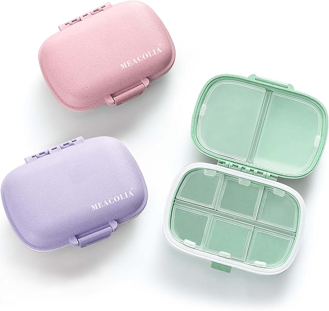 3 Pack 8 Compartments Travel Pill Organizer