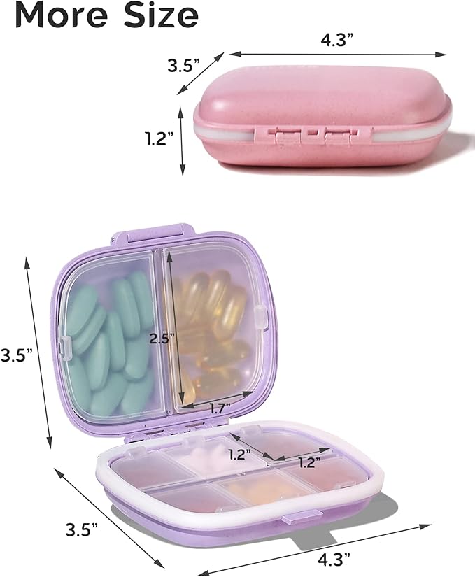 3 Pack 8 Compartments Travel Pill Organizer